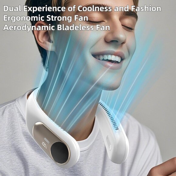 Portable Neck Fan Bladeless USB Rechargeable 4 Speeds 360° Cooling - Picture 5 of 7